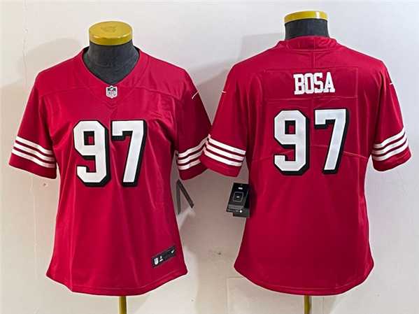 Womens San Francisco 49ers #97 Nick Bosa New Red Stitched Jersey(Run Small)->->Women Jersey